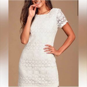 Lulu's White Shift Lace Dress NWT